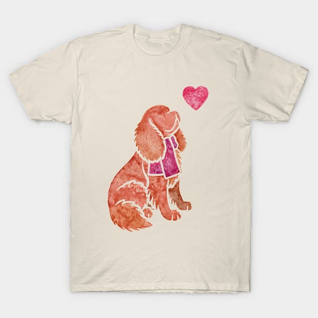 Watercolour Cavalier King Charles Spaniel T-Shirt by animalartbyjess